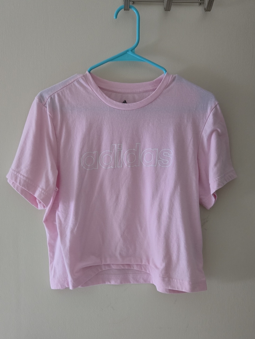 adidas Light Pink Cropped Tee S